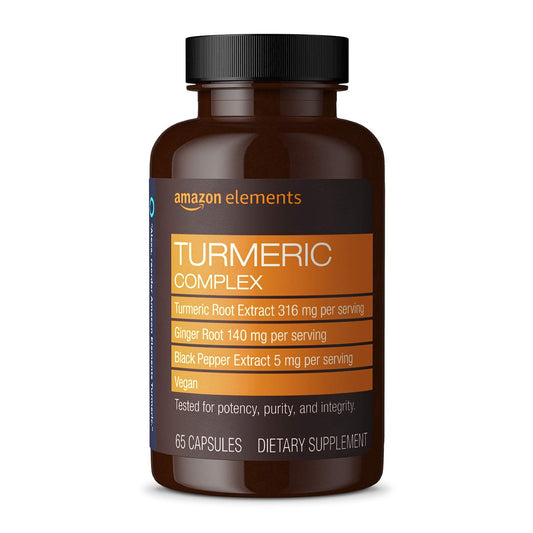 Kurkuma-Komplex mit 316 mg Curcumin, Ingwer und schwarzem Pfeffer – Gelenk- und Immununterstützung, 65 Kapseln