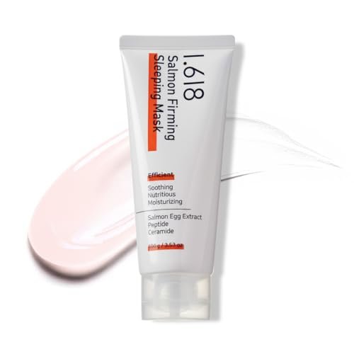 1.618 Salmon Firming Sleeping Mask 3.53oz – Koreanische Nachtfeuchtigkeitscreme mit Peptiden, Vit-P, Beta-Glucan, Centella Asiatica, Ceramid NP, Niacinamid, Adenosin, Trehalose