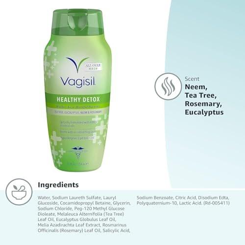 Vagisil Femininwaschgel für die Intimhygiene, Healthy Detox, Ganzkörperwaschgel für Frauen, gynäkologisch getestet, hypoallergen und pH-ausgeglichen, 355 ml (1er-Pack)