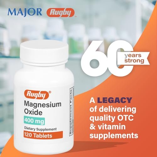 Rugby Magnesiumoxid 400 mg Tabletten – Nahrungsergänzungsmittel – Glutenfrei – 120 Stück (3er-Pack)