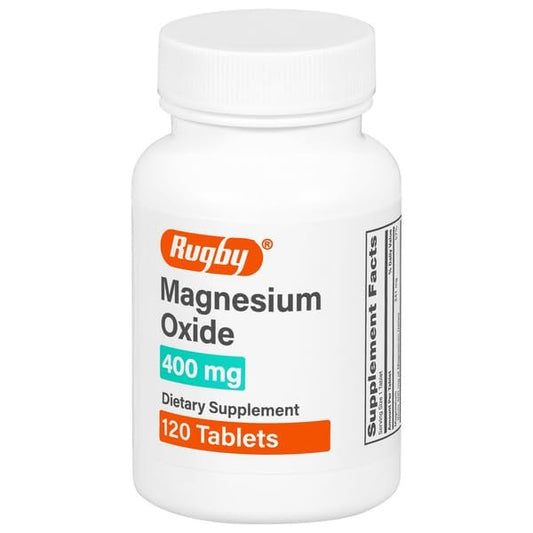 Rugby Magnesium Oxide 400 mg Tabletten - Nahrungsergänzungsmittel - Glutenfrei - 120 Stück (1 Packung)