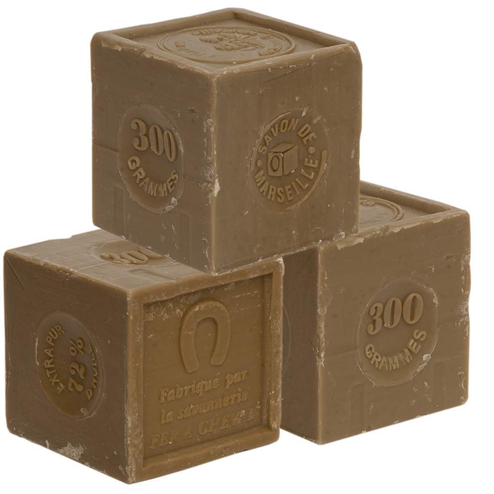 Savon de Marseille – Französische Seifenwürfel aus biologischem Olivenöl – Für alle Hauttypen geeignet – 300-Gramm-Würfel – Set mit 3 Stück