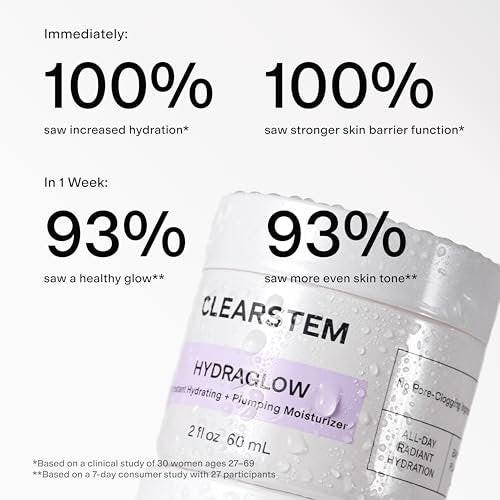 CLEARSTEM HYDRAGLOW Stammzellen-Feuchtigkeitscreme mit Bakuchiol und Squalen – Für jugendliche Haut, alle Hauttypen, glutenfrei, tierversuchsfrei – 60 ml