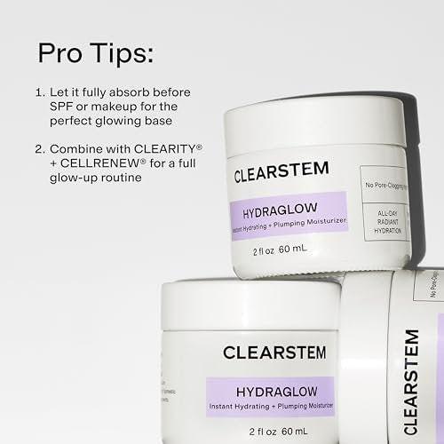 CLEARSTEM HYDRAGLOW Stammzellen-Feuchtigkeitscreme mit Bakuchiol und Squalen – Für jugendliche Haut, alle Hauttypen, glutenfrei, tierversuchsfrei – 60 ml
