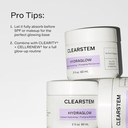 CLEARSTEM HYDRAGLOW Stammzellen-Feuchtigkeitscreme mit Bakuchiol und Squalen – Für jugendliche Haut, alle Hauttypen, glutenfrei, tierversuchsfrei – 60 ml