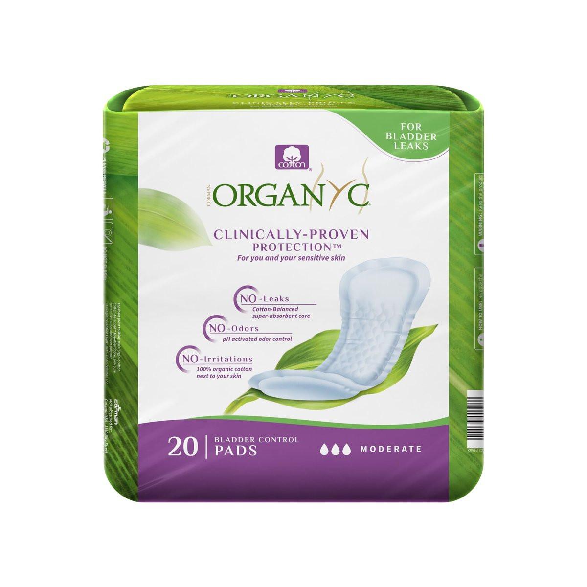 Organyc – 100 % Bio-Baumwoll-Inkontinenz-Einlagen bei Blasenschwäche – Zertifizierte Geruchskontrolle, FSA/HSA-fähig, mittlere Stärke, reguläre Saugfähigkeit, 20 Stück
