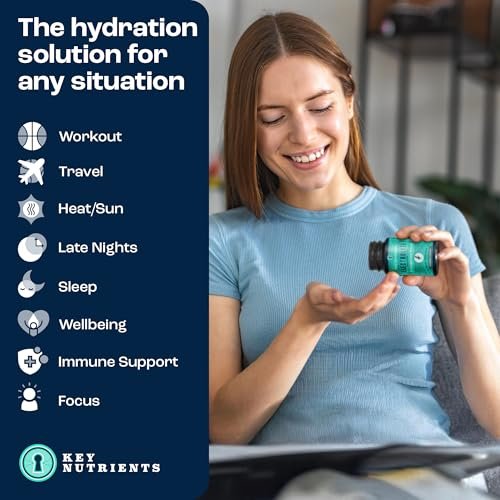 KEY NUTRIENTS Elektrolyt-Tabletten, 200 Kapseln, Salz gegen Dehydration, Fasten-Elektrolyte – Salzpillen mit Elektrolyten, ohne Zucker, glutenfreie Hydratationstabletten, hergestellt in den USA