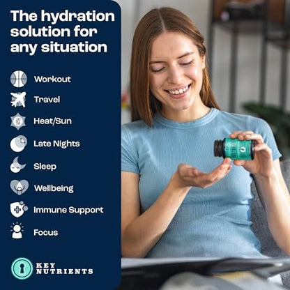 KEY NUTRIENTS Elektrolyt-Tabletten, 200 Kapseln, Salz gegen Dehydration, Fasten-Elektrolyte – Salzpillen mit Elektrolyten, ohne Zucker, glutenfreie Hydratationstabletten, hergestellt in den USA