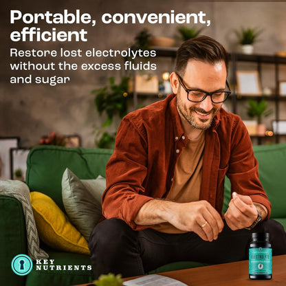 KEY NUTRIENTS Elektrolyt-Tabletten, 200 Kapseln, Salz gegen Dehydration, Fasten-Elektrolyte – Salzpillen mit Elektrolyten, ohne Zucker, glutenfreie Hydratationstabletten, hergestellt in den USA