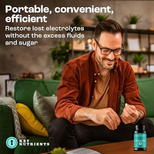 KEY NUTRIENTS Elektrolyt-Tabletten, 200 Kapseln, Salz gegen Dehydration, Fasten-Elektrolyte – Salzpillen mit Elektrolyten, ohne Zucker, glutenfreie Hydratationstabletten, hergestellt in den USA