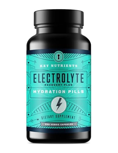 KEY NUTRIENTS Elektrolyt-Tabletten, 200 Kapseln, Salz gegen Dehydration, Fasten-Elektrolyte – Salzpillen mit Elektrolyten, ohne Zucker, glutenfreie Hydratationstabletten, hergestellt in den USA