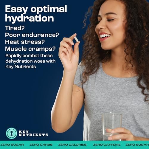 KEY NUTRIENTS Elektrolyt-Tabletten, 200 Kapseln, Salz gegen Dehydration, Fasten-Elektrolyte – Salzpillen mit Elektrolyten, ohne Zucker, glutenfreie Hydratationstabletten, hergestellt in den USA