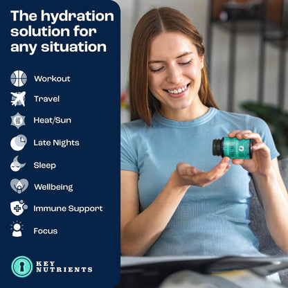 KEY NUTRIENTS Elektrolyt-Tabletten, 200 Kapseln, Salz gegen Dehydration, Fasten-Elektrolyte – Salzpillen mit Elektrolyten, ohne Zucker, glutenfreie Hydratationstabletten, hergestellt in den USA