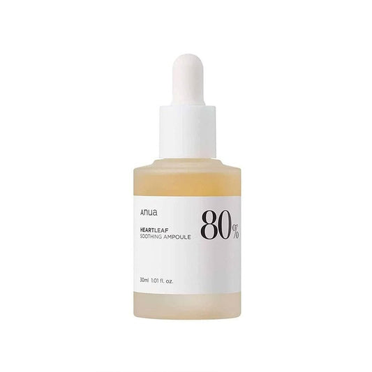 ANUA Heartleaf 80 Soothing Ampoule – Beruhigendes Gesichtsserum für Glashaut, mit Hyaluronsäure & Panthenol, leichte, nicht fettende Formel, Koreanische Hautpflege, 30 ml