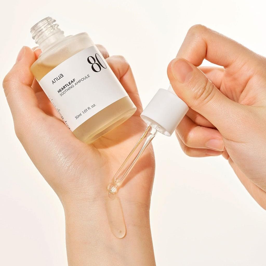 ANUA Heartleaf 80 Soothing Ampoule – Beruhigendes Gesichtsserum für Glashaut, mit Hyaluronsäure & Panthenol, leichte, nicht fettende Formel, Koreanische Hautpflege, 30 ml