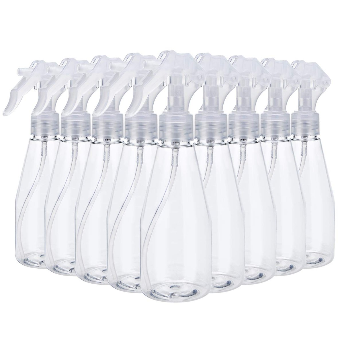 Suwimut 9-teilige leere Kunststoff-Sprühflaschen, 200 ml klare Feinsprühflaschen, nachfüllbare Zerstäuber für Reinigungslösungen, Haarpflege, ätherische Öle, Pflanzenbewässerung