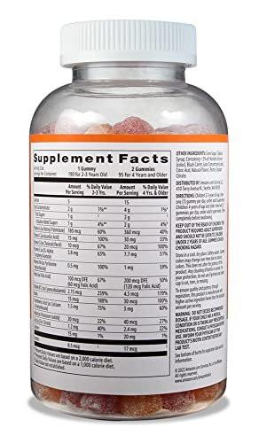Amazon Basics Kinder-Multivitamin-Gummibärchen, Kirsch-, Erdbeer- und Orangen-Geschmack, 190 Stück
