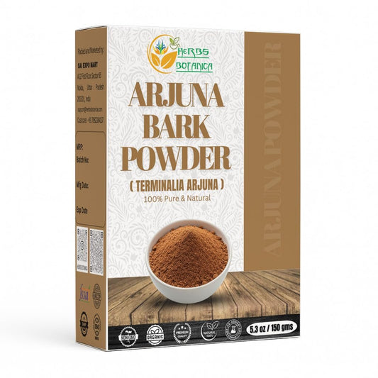 Herbs Botanica Arjuna Pulver – 100 % reines Arjuna-Rindenpulver (Arjun Ki Chaal) für Kräutertee & Wohlbefinden – Fein gemahlenes Baumrindenpulver für DIY-Anwendungen – 150 g Packung