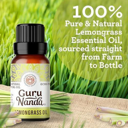 GuruNanda Zitronengras ätherisches Öl, 100% rein, natürlich und unverdünnt, Diffusoröl für Aromatherapie, Massagen & DIY-Rezepte, zur Erfrischung (2x15 ml)