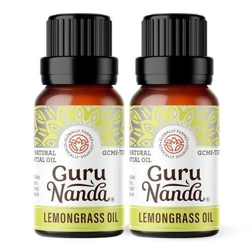 GuruNanda Zitronengras ätherisches Öl, 100% rein, natürlich und unverdünnt, Diffusoröl für Aromatherapie, Massagen & DIY-Rezepte, zur Erfrischung (2x15 ml)