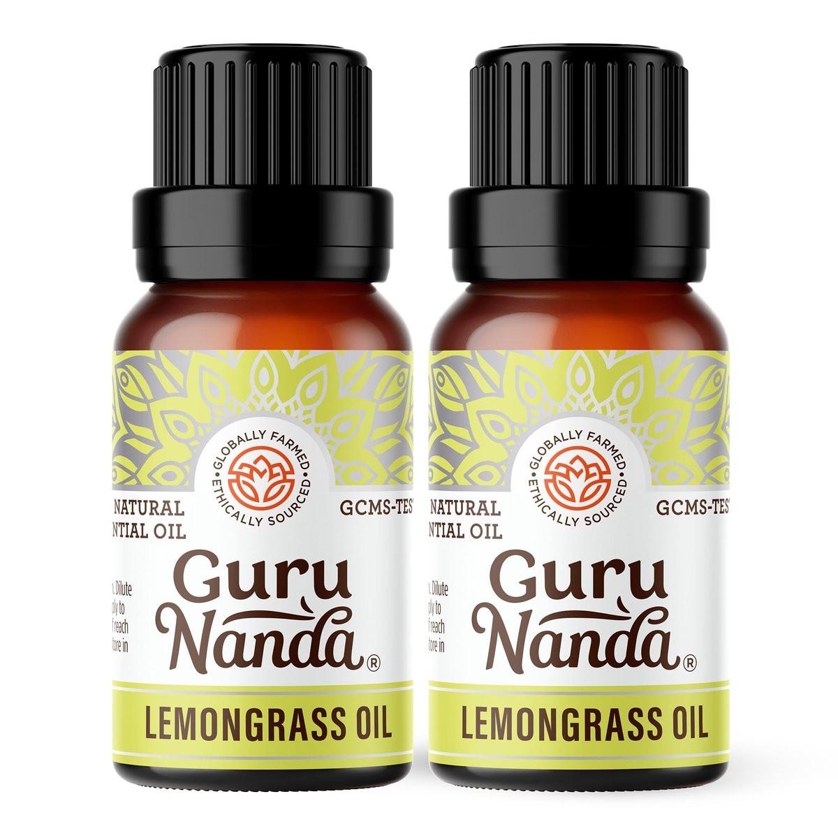 GuruNanda Zitronengras ätherisches Öl, 100% rein, natürlich und unverdünnt, Diffusoröl für Aromatherapie, Massagen & DIY-Rezepte, zur Erfrischung (2x15 ml)