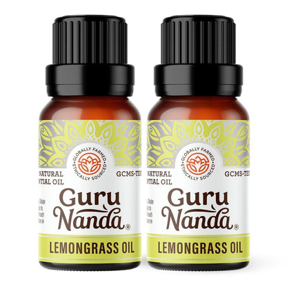 GuruNanda Zitronengras ätherisches Öl, 100% rein, natürlich und unverdünnt, Diffusoröl für Aromatherapie, Massagen & DIY-Rezepte, zur Erfrischung (2x15 ml)