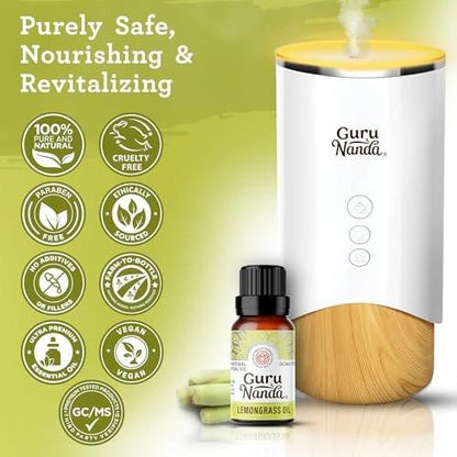 GuruNanda Zitronengras ätherisches Öl, 100% rein, natürlich und unverdünnt, Diffusoröl für Aromatherapie, Massagen & DIY-Rezepte, zur Erfrischung (2x15 ml)