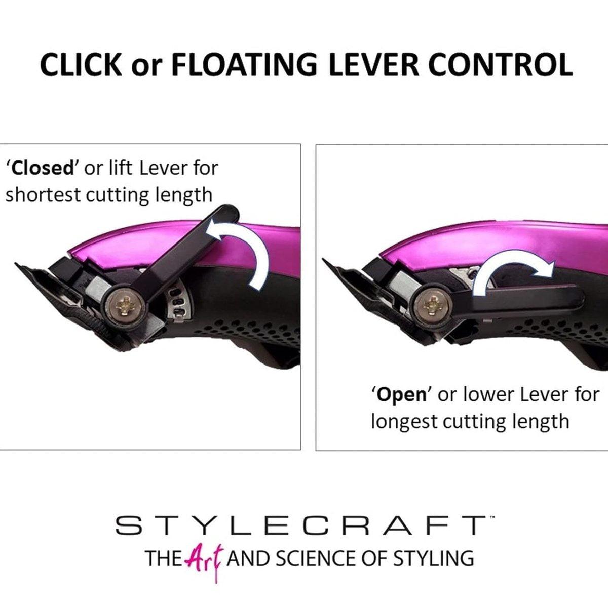 StyleCraft Ergo Professional Microchipped Magnetic Haarschneider mit 5 Aufsätzen, Ladestation und 3 farbigen Abdeckungen (Schwarz, Pink, Blau)