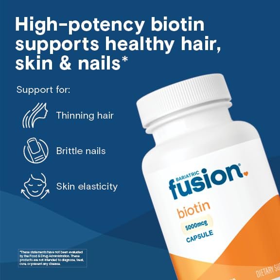 Bariatric Fusion Biotin 5000 mcg Kapseln – 90 Stück, 3 Monatsvorrat, für Haarwachstum
