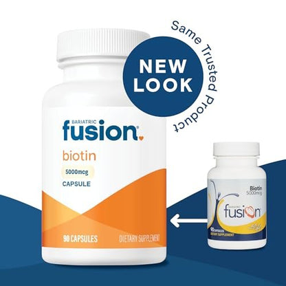 Bariatric Fusion Biotin 5000 mcg Kapseln – 90 Stück, 3 Monatsvorrat, für Haarwachstum
