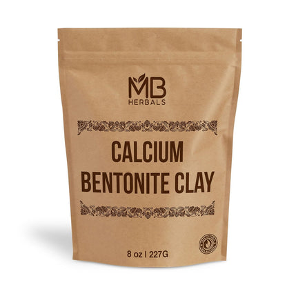 MB Herbals Calcium Bentonit-Tonerde Pulver 8 oz | 227G / 0,5 LB | Bentonit-Tonerde | Duftfrei | Detox-Tonerde | Seifenherstellung | Geeignet für fettige Haut