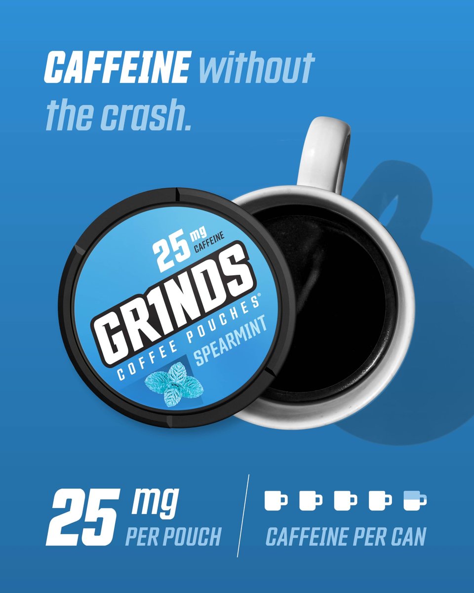 Grinds Coffee Pouches Spearmint – 3 Dosen Koffeinalternative ohne Kaffee | 18 Beutel pro Dose