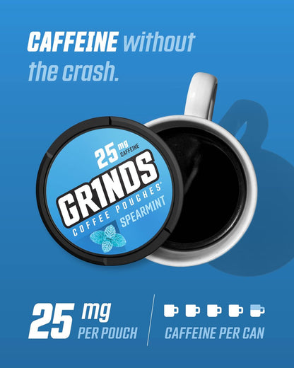 Grinds Coffee Pouches Spearmint – 3 Dosen Koffeinalternative ohne Kaffee | 18 Beutel pro Dose