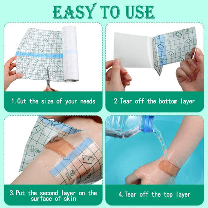 Transparentes Pflaster wasserdicht – Klare Wundauflage, dehnbares Klebeband für Tattoos und Schwimmen (8 x 197 Zoll)
