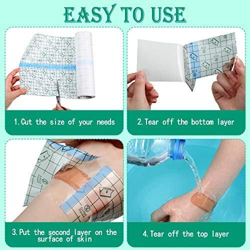 Transparentes Pflaster wasserdicht – Klare Wundauflage, dehnbares Klebeband für Tattoos und Schwimmen (8 x 197 Zoll)