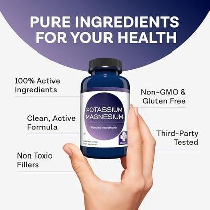 MD. Life Kalium Magnesium Komplex - 30 Kapseln - Hochabsorbierendes Magnesium zur Unterstützung der Gefäßgesundheit und gegen Wadenkrämpfe