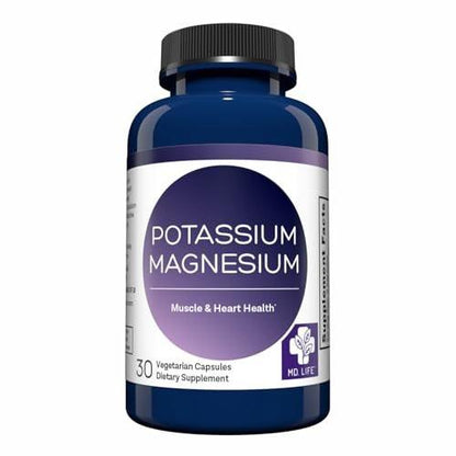 MD. Life Kalium Magnesium Komplex - 30 Kapseln - Hochabsorbierendes Magnesium zur Unterstützung der Gefäßgesundheit und gegen Wadenkrämpfe