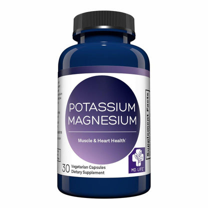 MD. Life Kalium Magnesium Komplex - 30 Kapseln - Hochabsorbierendes Magnesium zur Unterstützung der Gefäßgesundheit und gegen Wadenkrämpfe