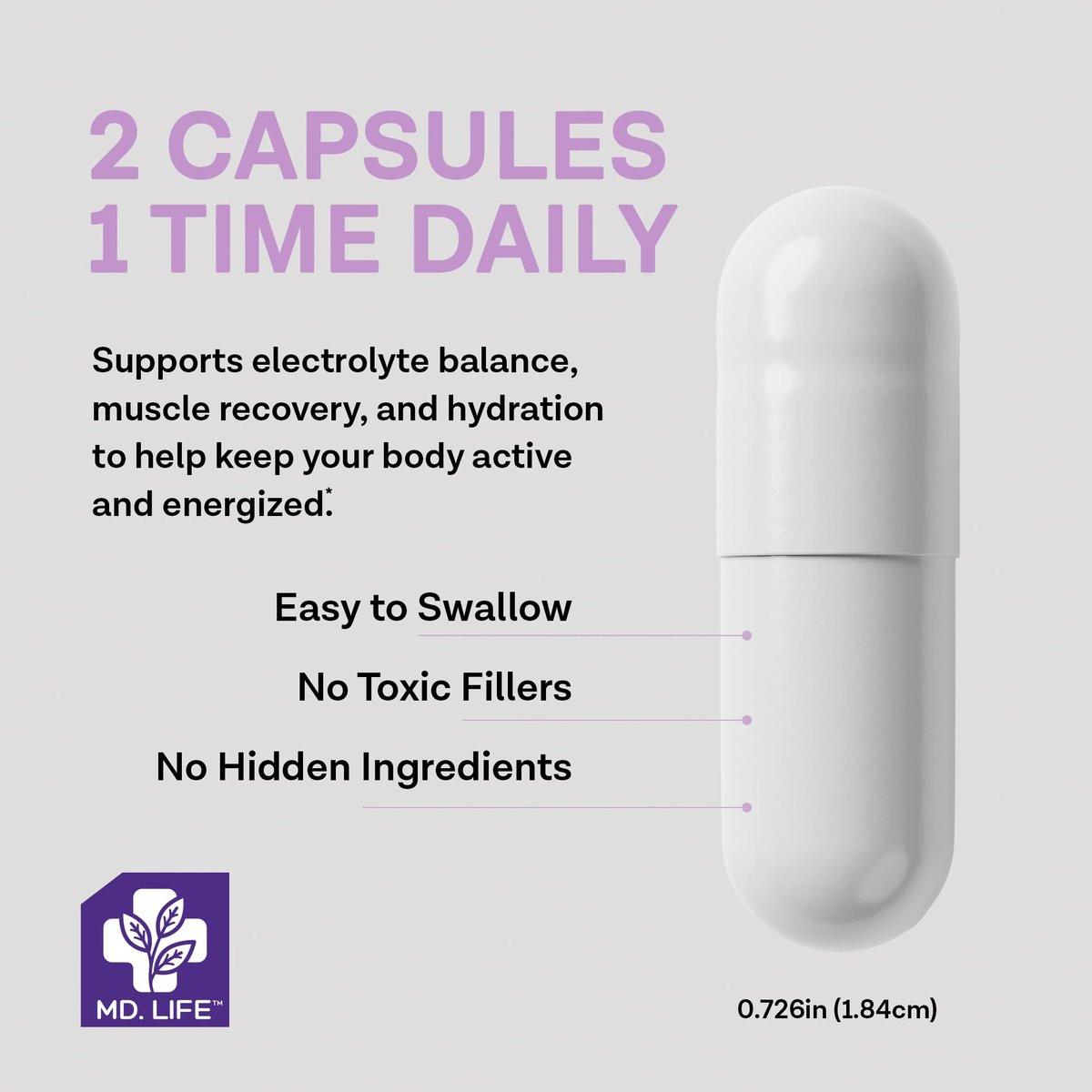 MD. Life Kalium Magnesium Komplex - 30 Kapseln - Hochabsorbierendes Magnesium zur Unterstützung der Gefäßgesundheit und gegen Wadenkrämpfe