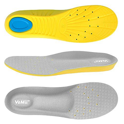 VoMii Memory Foam Einlegesohlen für Damen, Herren und Kinder – Atmungsaktive Sportschuheinlagen mit Stoßdämpfung und Fußgewölbestütze gegen Plantarfasziitis, Größe M (Herren 6-9 / Damen 7-11)