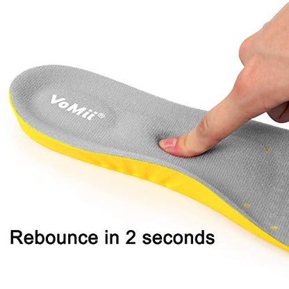 VoMii Memory Foam Einlegesohlen für Damen, Herren und Kinder – Atmungsaktive Sportschuheinlagen mit Stoßdämpfung und Fußgewölbestütze gegen Plantarfasziitis, Größe M (Herren 6-9 / Damen 7-11)