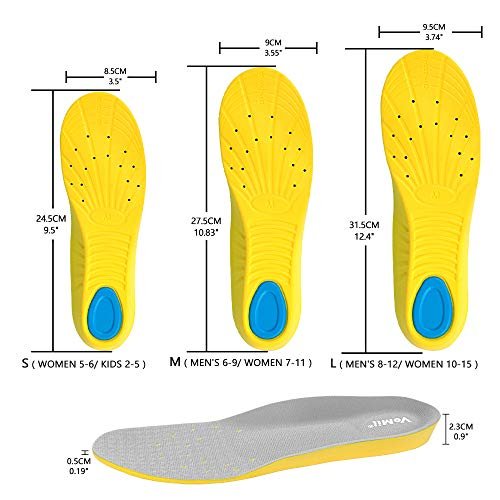 VoMii Unisex Einlegesohlen für Männer und Frauen, Memory-Schaum, hohe Fußgewölbeunterstützung, Plantarfasziitis-Linderung, Stoßdämpfung, 100% risikofreier Kauf
