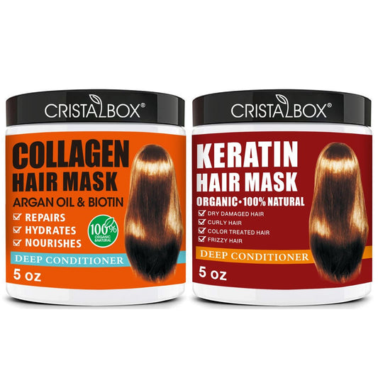 2er-Pack Collagen- & Keratin-Haarmaske – Tiefenpflege für geschädigtes Haar mit Arganöl – Feuchtigkeitsspendende Haarkur für trockenes, krauses Haar