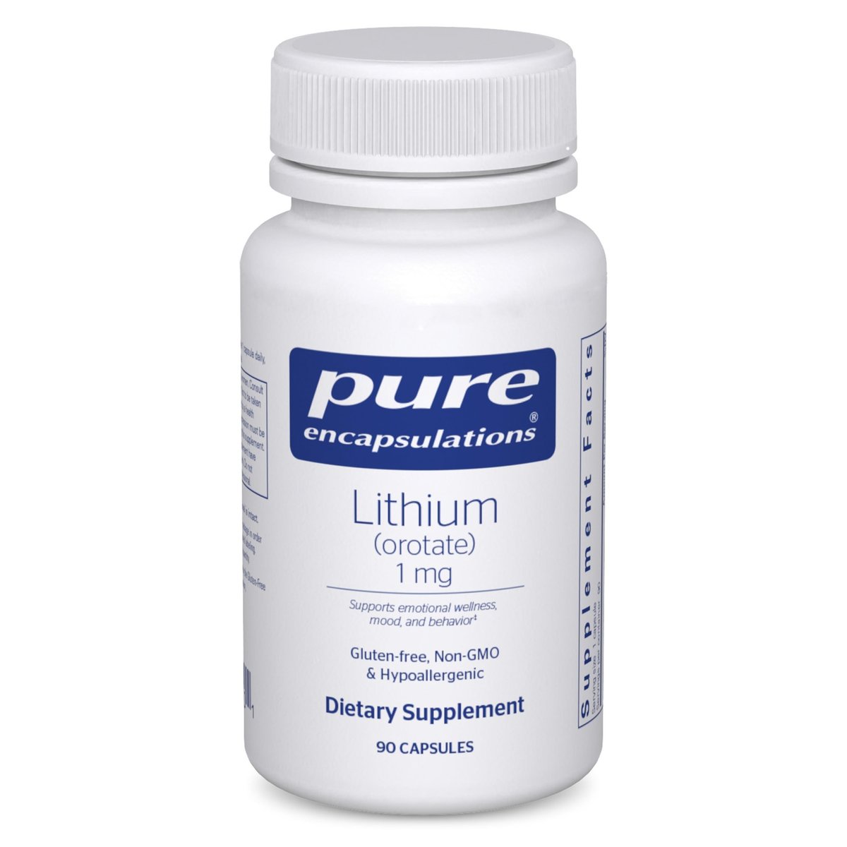 Pure Encapsulations Lithium (Orotate) 1 mg – Unterstützung für Ruhe und Ausgeglichenheit | 90 Kapseln