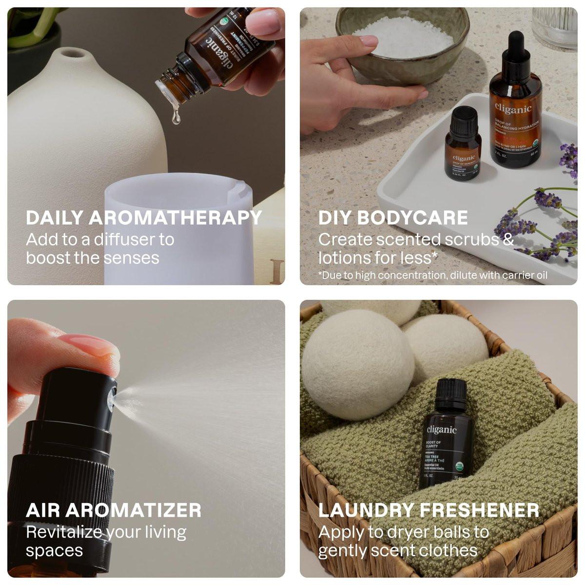 Cliganic Bio ätherische Öle Set (Top 5 - Die Klassiker) - 100% rein natürlich - Aromatherapie, Kerzenherstellung - Pfefferminze, Lavendel, Eukalyptus, Zitronengras & Orange