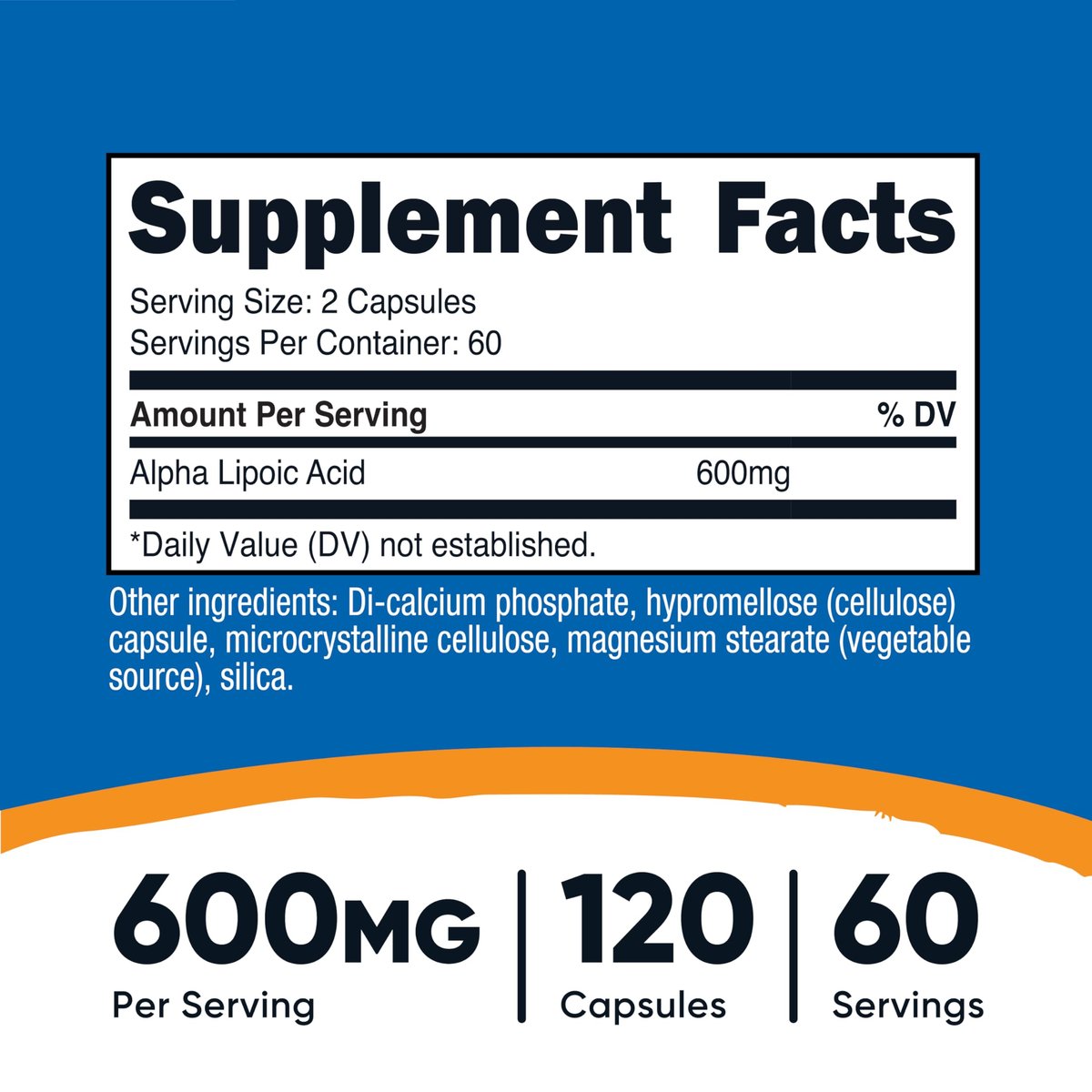 Nutricost Alpha-Liponsäure 600 mg pro Portion, 120 Kapseln, 60 Portionen - Pflanzliche Kapseln, Nicht-GMO