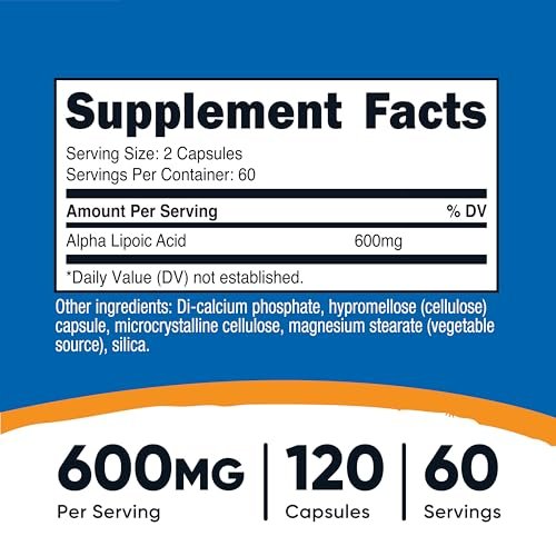 Nutricost Alpha-Liponsäure 600 mg pro Portion, 120 Kapseln, 60 Portionen - Pflanzliche Kapseln, Nicht-GMO