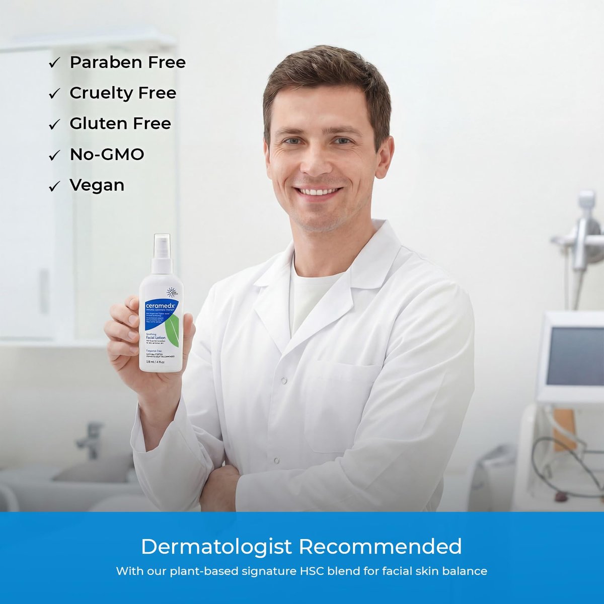 Ceramedx – Beruhigende Gesichtslotion | Natürliche Ceramid-Lotion für trockene, empfindliche Haut | Tierversuchsfrei, vegan & parfümfrei | 118 ml