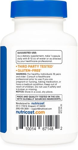 Nutricost Zinkpicolinat 50mg, 120 vegane Kapseln – glutenfrei & nicht-GVO