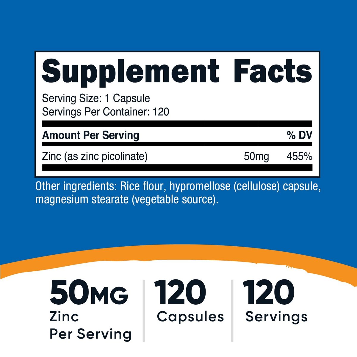 Nutricost Zinkpicolinat 50mg, 120 vegane Kapseln – glutenfrei & nicht-GVO